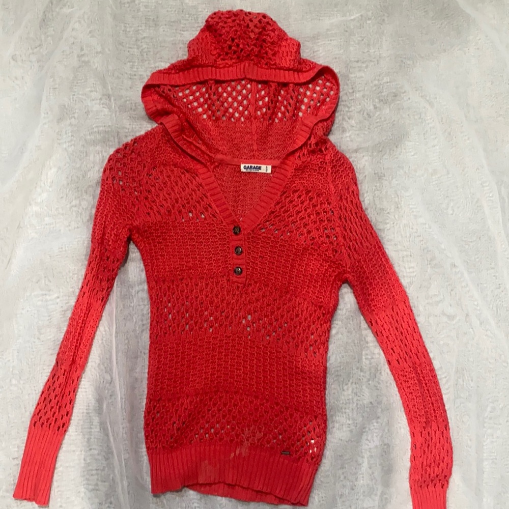 Salmon colored mesh sweater / beach cover up
